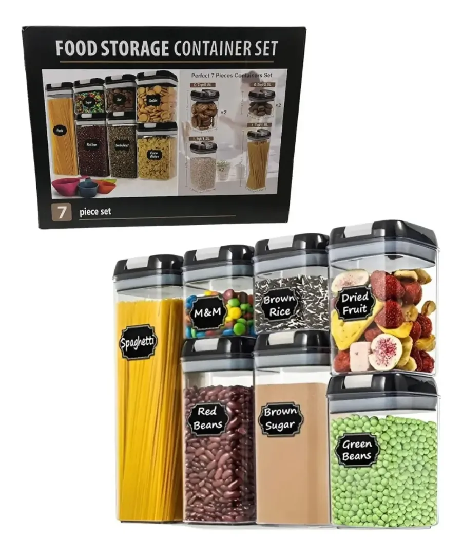 RECIPIENTES HERMETICOS ORGANIZADORES DE COCINA 7 PIEZAS HC084