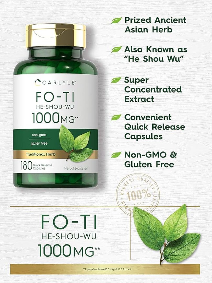 FOTI 1000mg Raíz de He-Shou-Wu 180 CAP CARLYLE