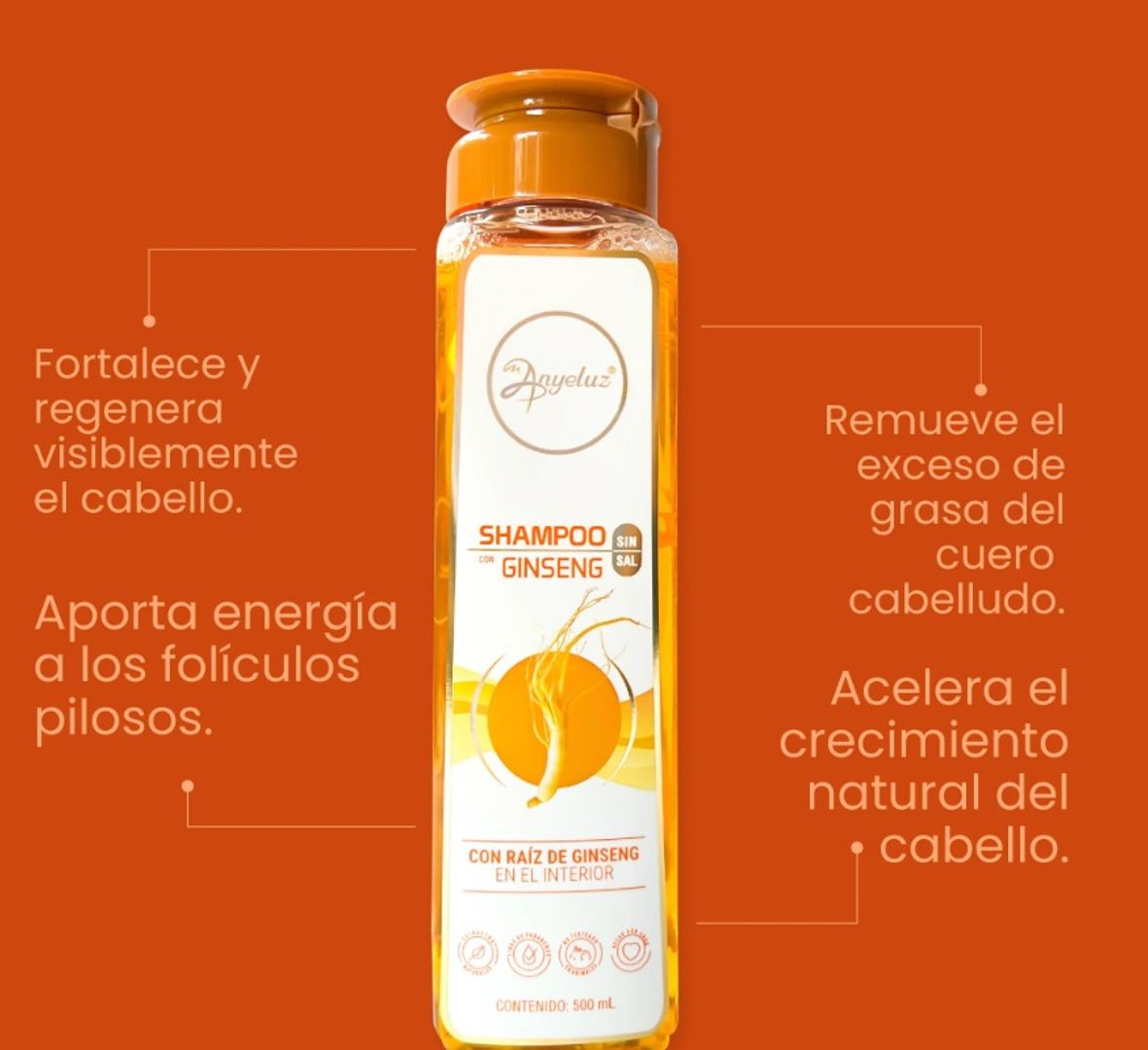 Shampoo Ginseng y Jengibre Anyeluz