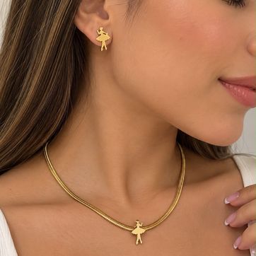 Set de collar + aretes en acero inoxidable  - imagen 1