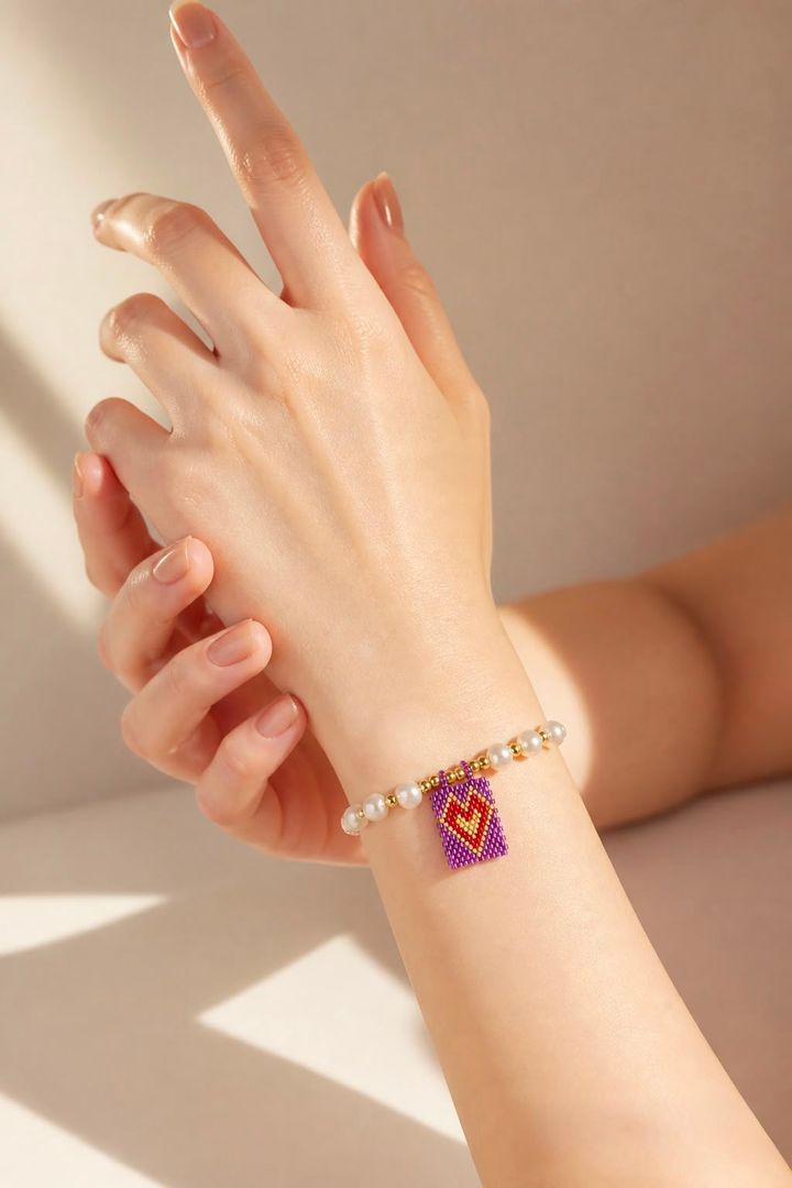 Miyuki Gelbes Herz Perlenarmband