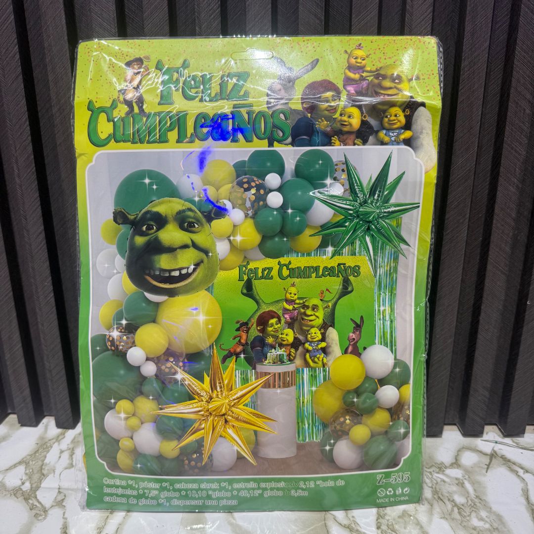 ARCO DE GLOBOS SHREK INCLUYE FONDO