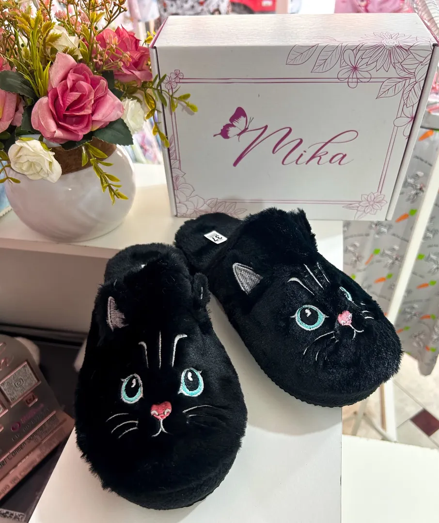 Pantuflas Gatito Negro