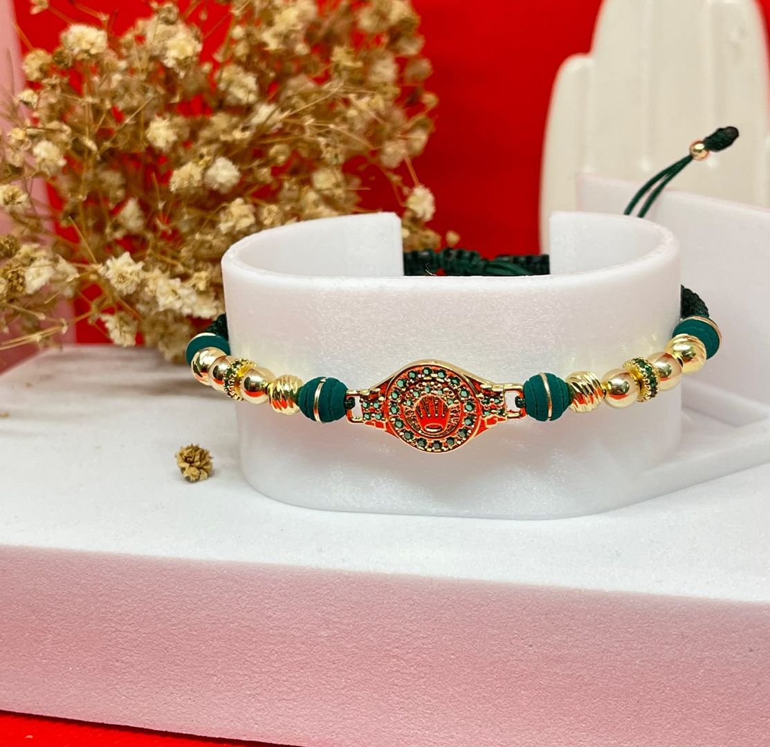 Pulsera rolexx balin 5mm liso e italy, rondel 5mm verde
