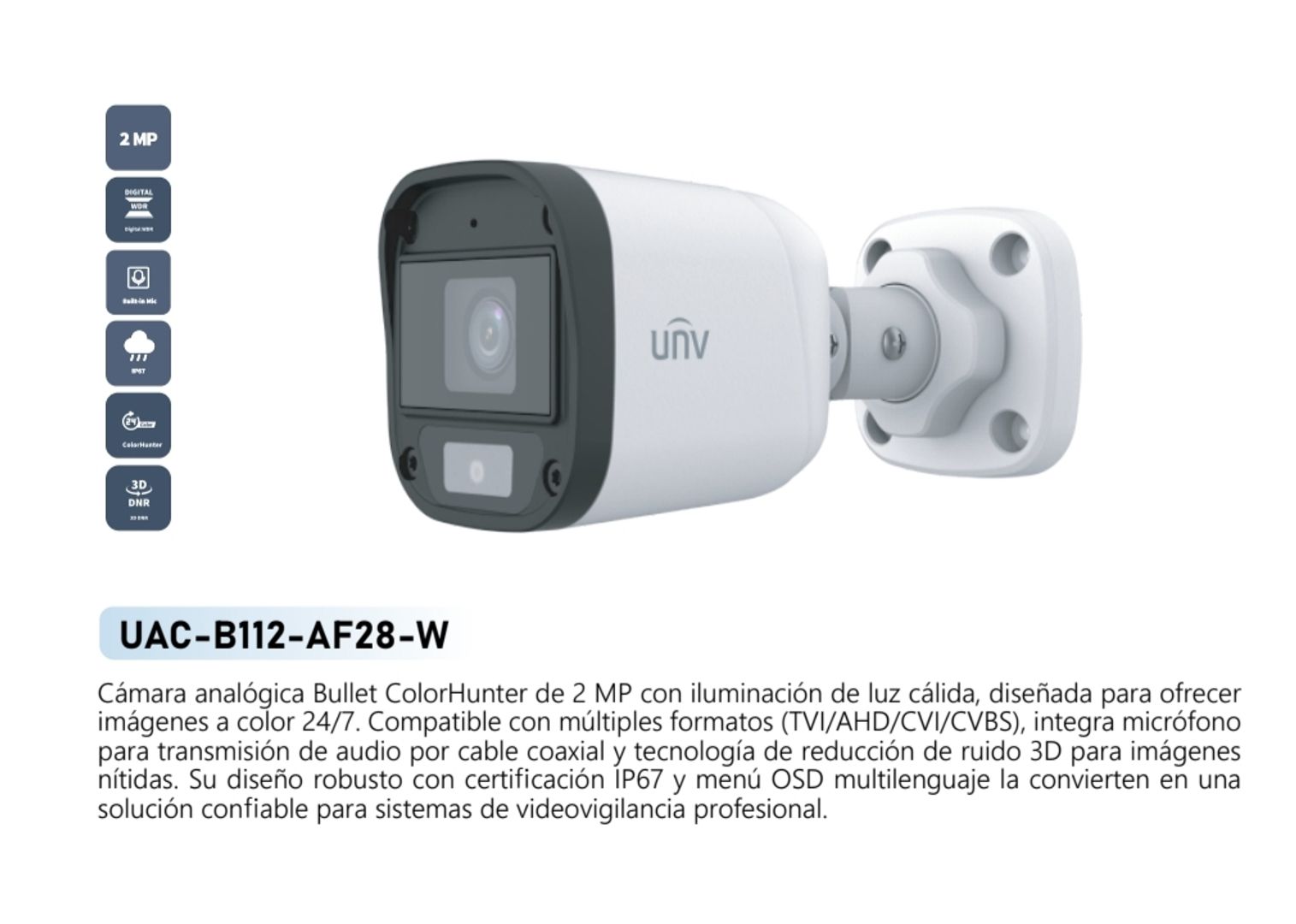CAMARA BALA COLORHUNTER 2MP UNIVIEW 
