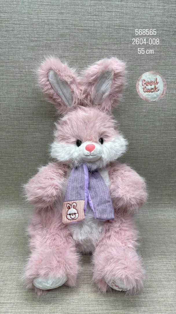 CONEJA ROSADA CON BUFANDA 55 CM