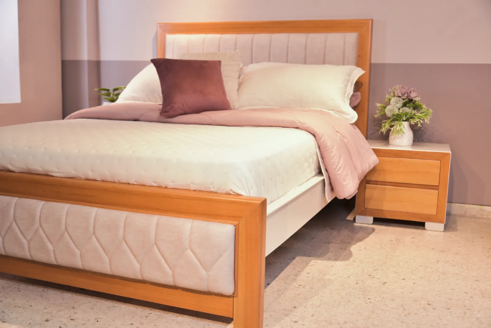 ALC VIENA 1.40 NATURAL Y BLANCO CON TAPIZ MARFIL