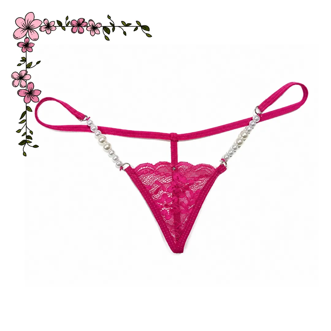 Micro Tanga hilo encaje perlas 