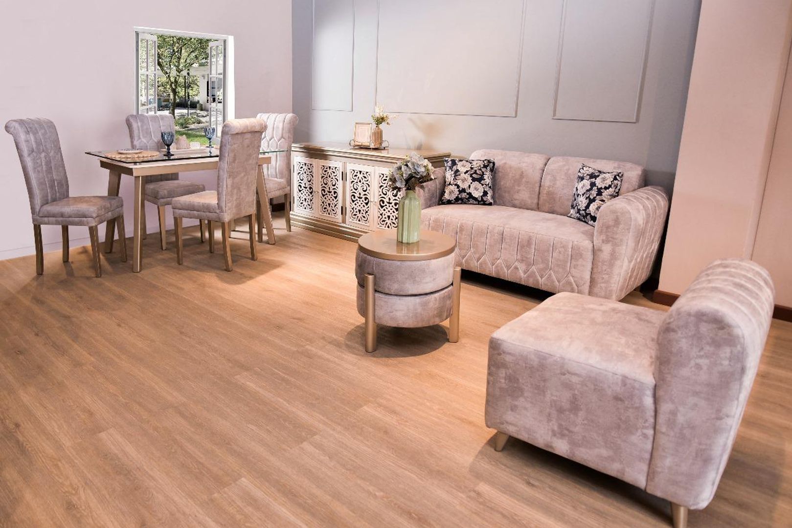 SALA ALICANTE NATURAL MESA PUFF TAPIZ BEIGE