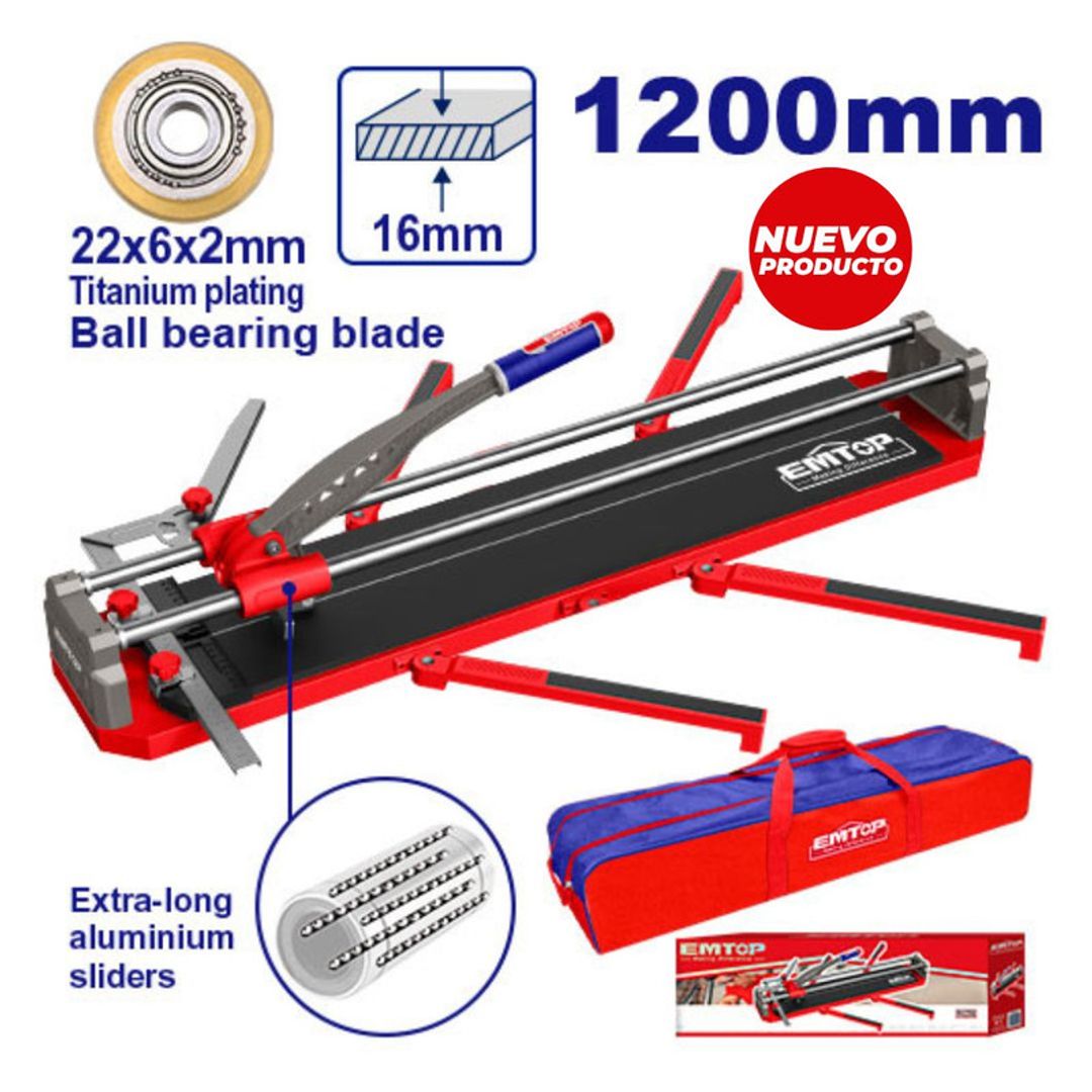 EMTOP CORTA BALDOSA 1200MM PORCELANATOCON RODAMIENTO INCLUYE MALETIN SUPER EMTOP