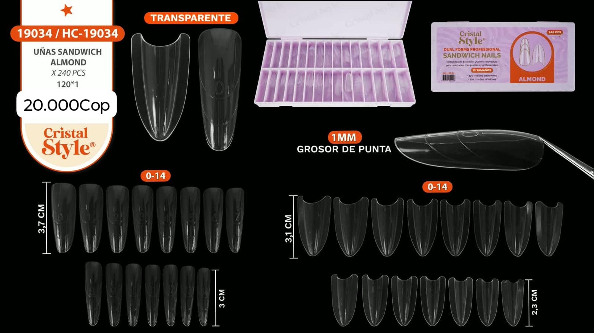 Uñas Dual Sandwich × 240pcs 