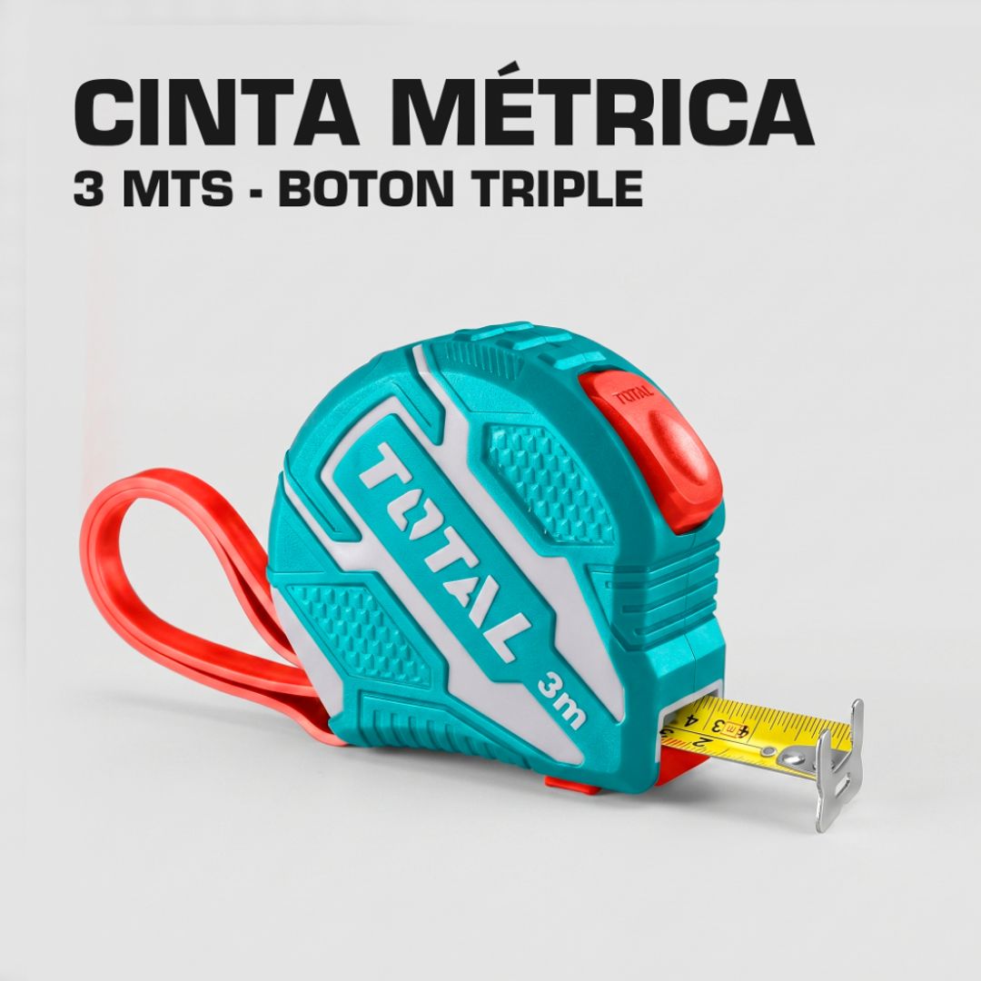 CINTA METRICA 3 MTS X 16MM BOTON TRIPLE 