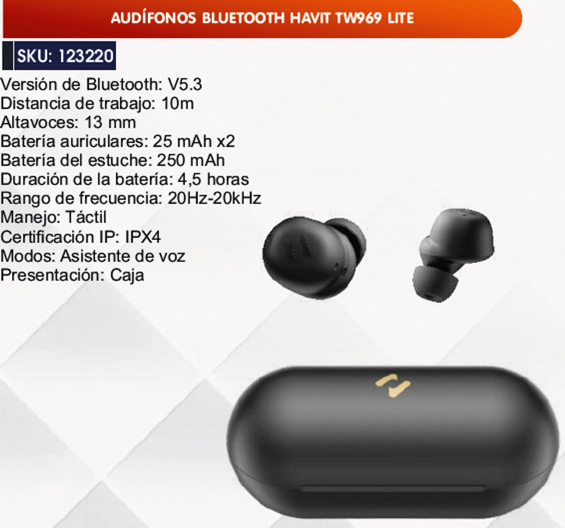 AUDÍFONOS BLUETOOTH HAVIT TW969 LITE