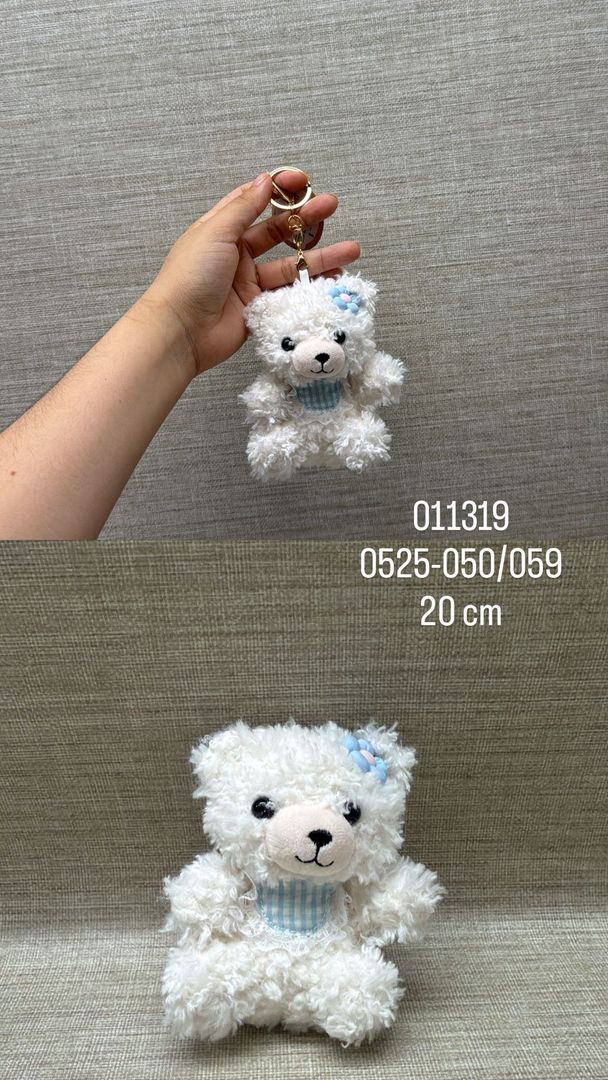 LLAVERO OSO RIZADO CREMA 10 CM