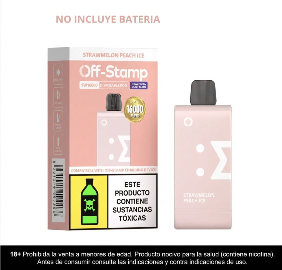 Pod Off Stamp Strawmelon Peach + 16.000 Puffs Recarga