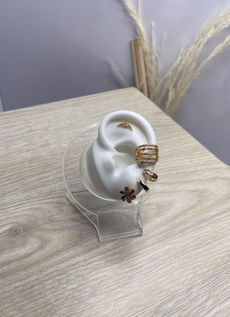 Diseño de candongas, earcuff y pircing, oro rosa, covergold 