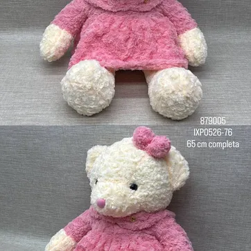 Imagen del producto OSA CON VESTIDO Y MOÑO ROSA DE 65 CM 