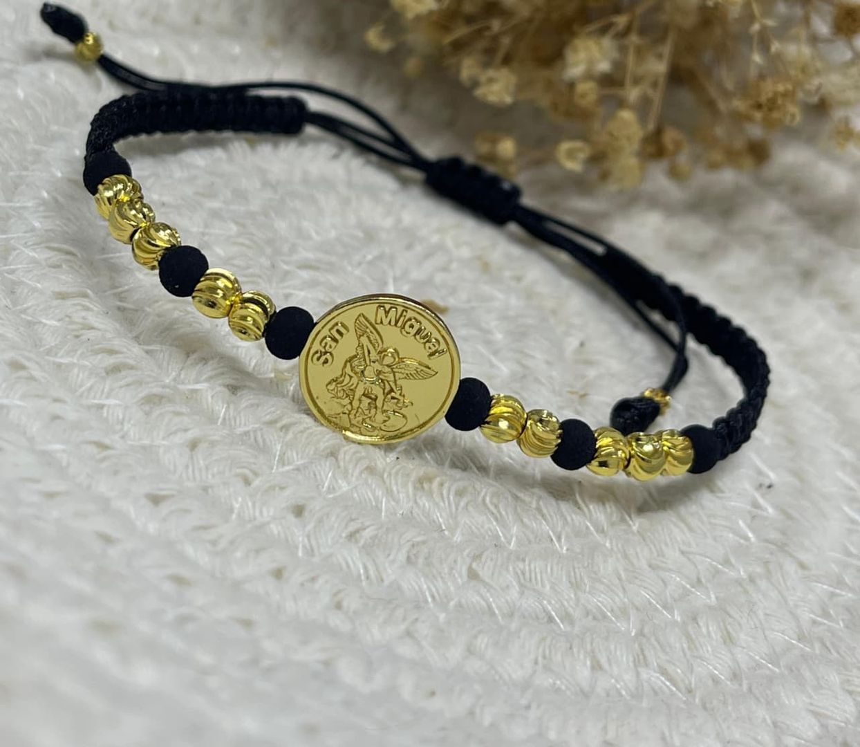 Pulsera tejida san miguel arcangel balin 4mm italiano