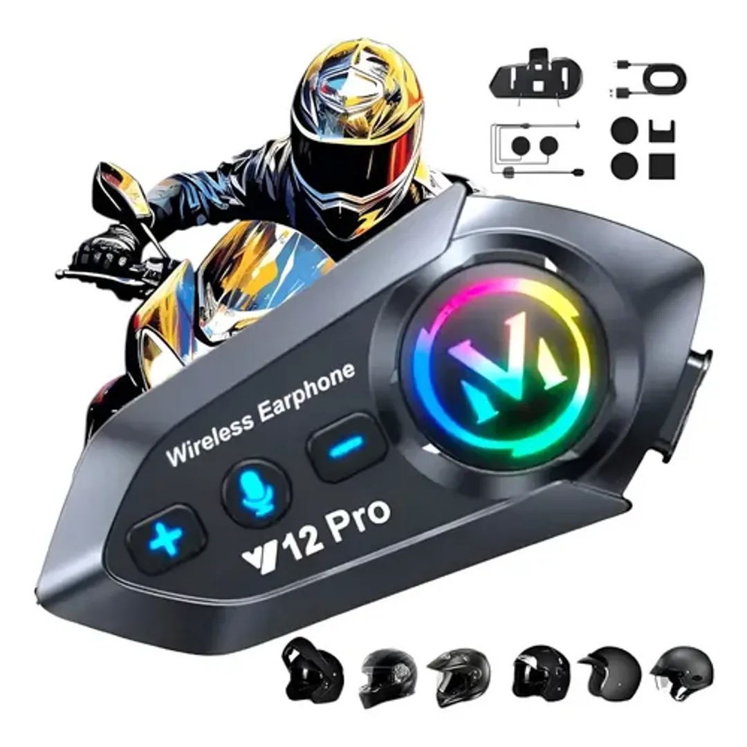 INTERCOMUNICADOR BLUETOOTH V12 PRO PARA CASCO