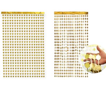 Imagen del producto Cortina metalizada de bolas y corazones 
