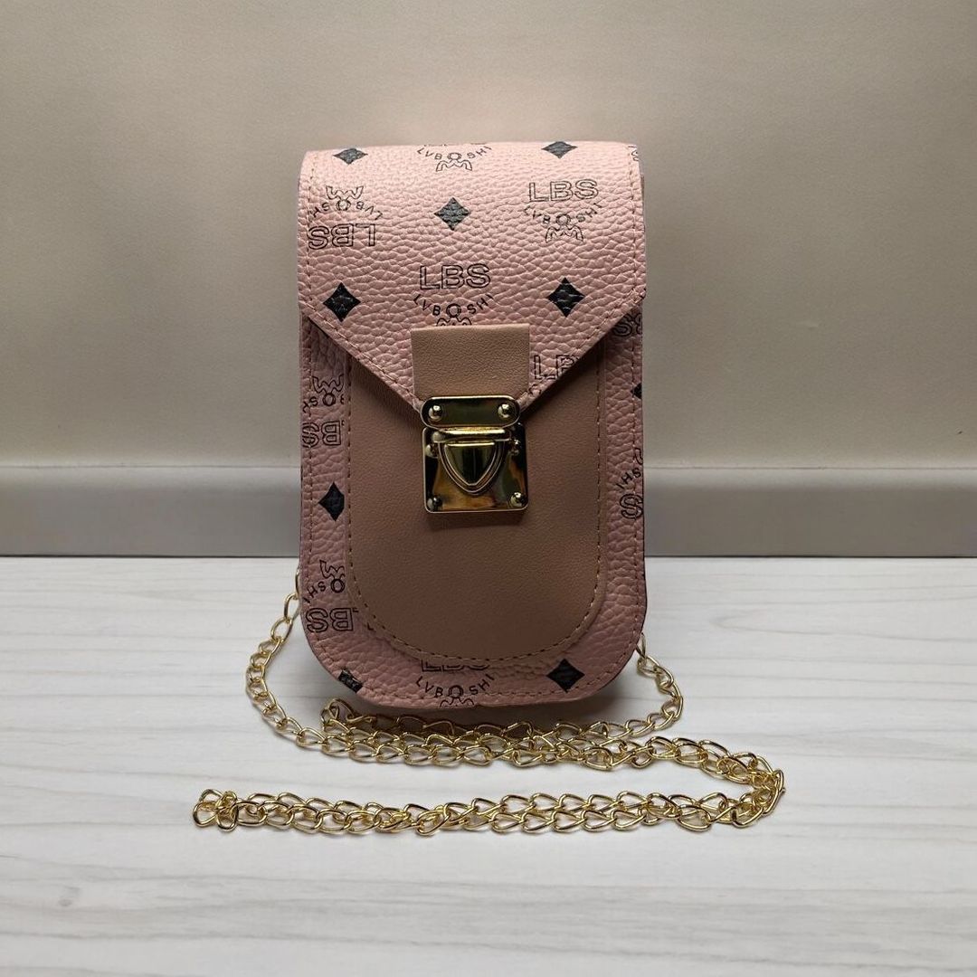 Bolso porta celular, rosado, negro y café 