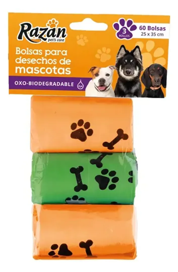 BOLSA PARA DESECHOS DE MASCOTAS RAZAN X 3 ROLLOS