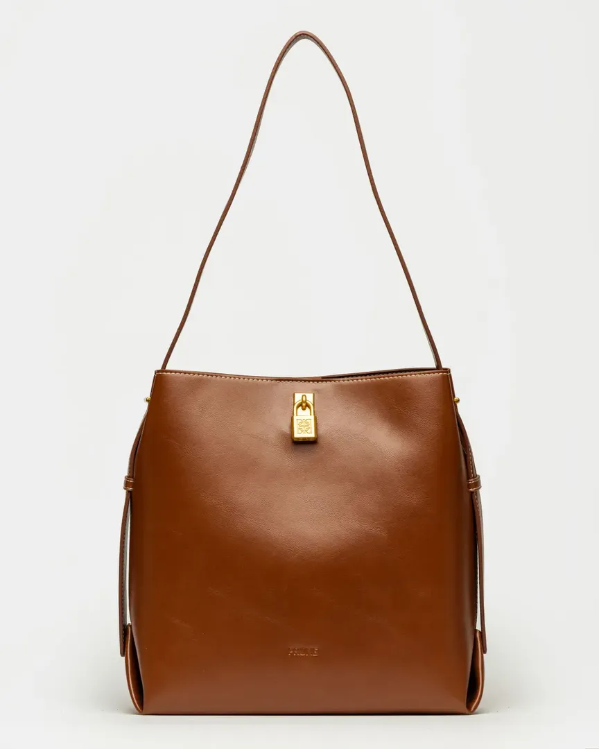 CARTERA AL HOMBRO THE LOCK TABACO
