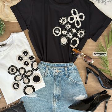 Imagen del producto CAMISETA CAPRI REGULA MANUAL FLORES CON CANUTILLO VY2697