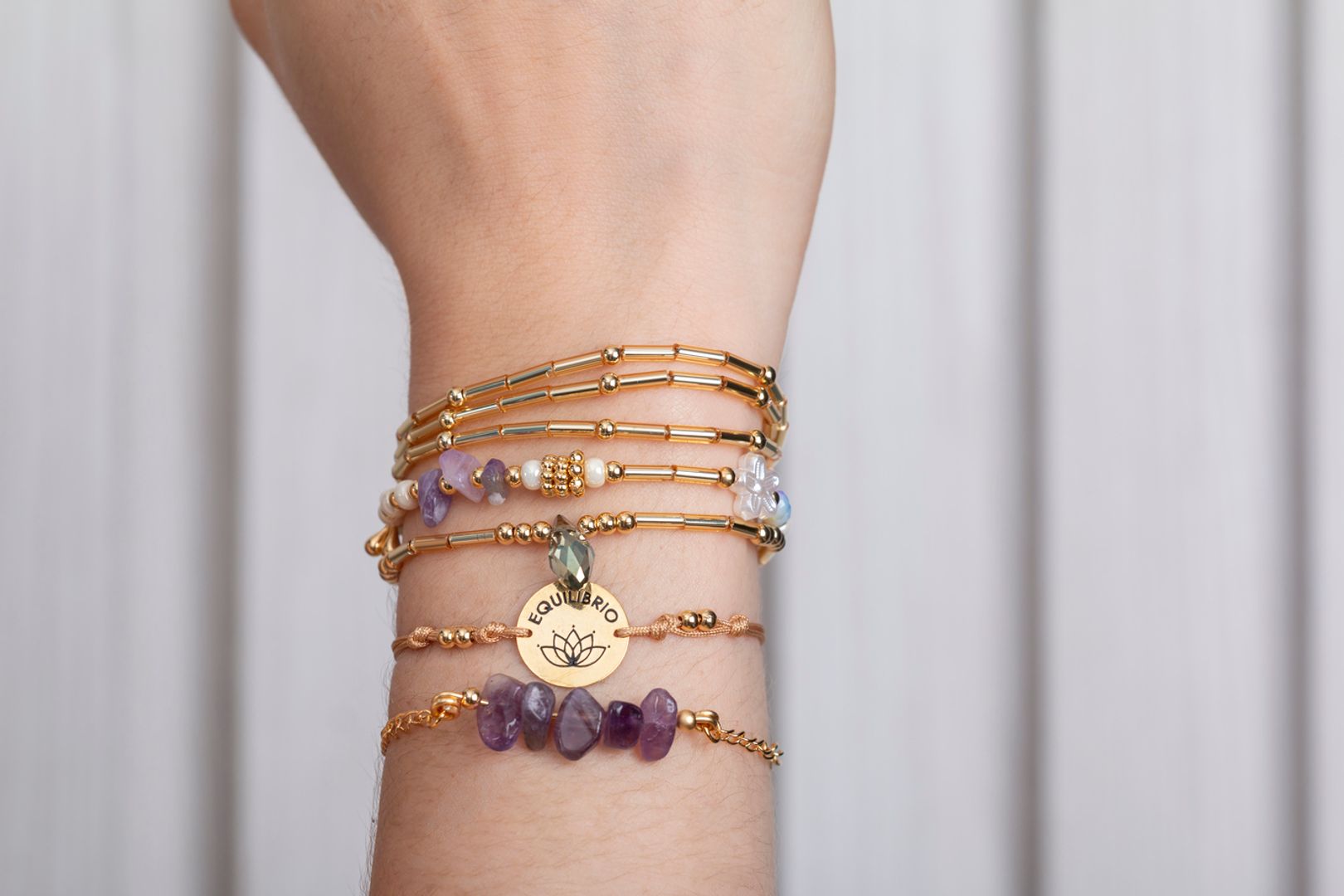 Juego de Pulseras Piedras Naturales: Amatista