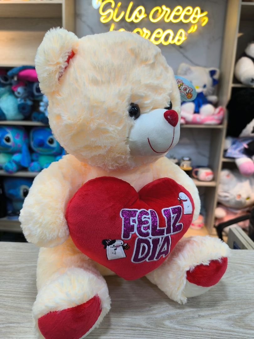 OSO  CORAZÓN   GRANDE FELIZ DÍA 40cm