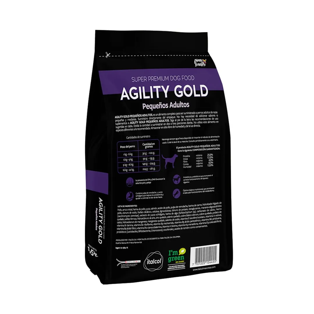 AGILITY GOLD PEQUEÑOS ADULTOS   x 3 Kg