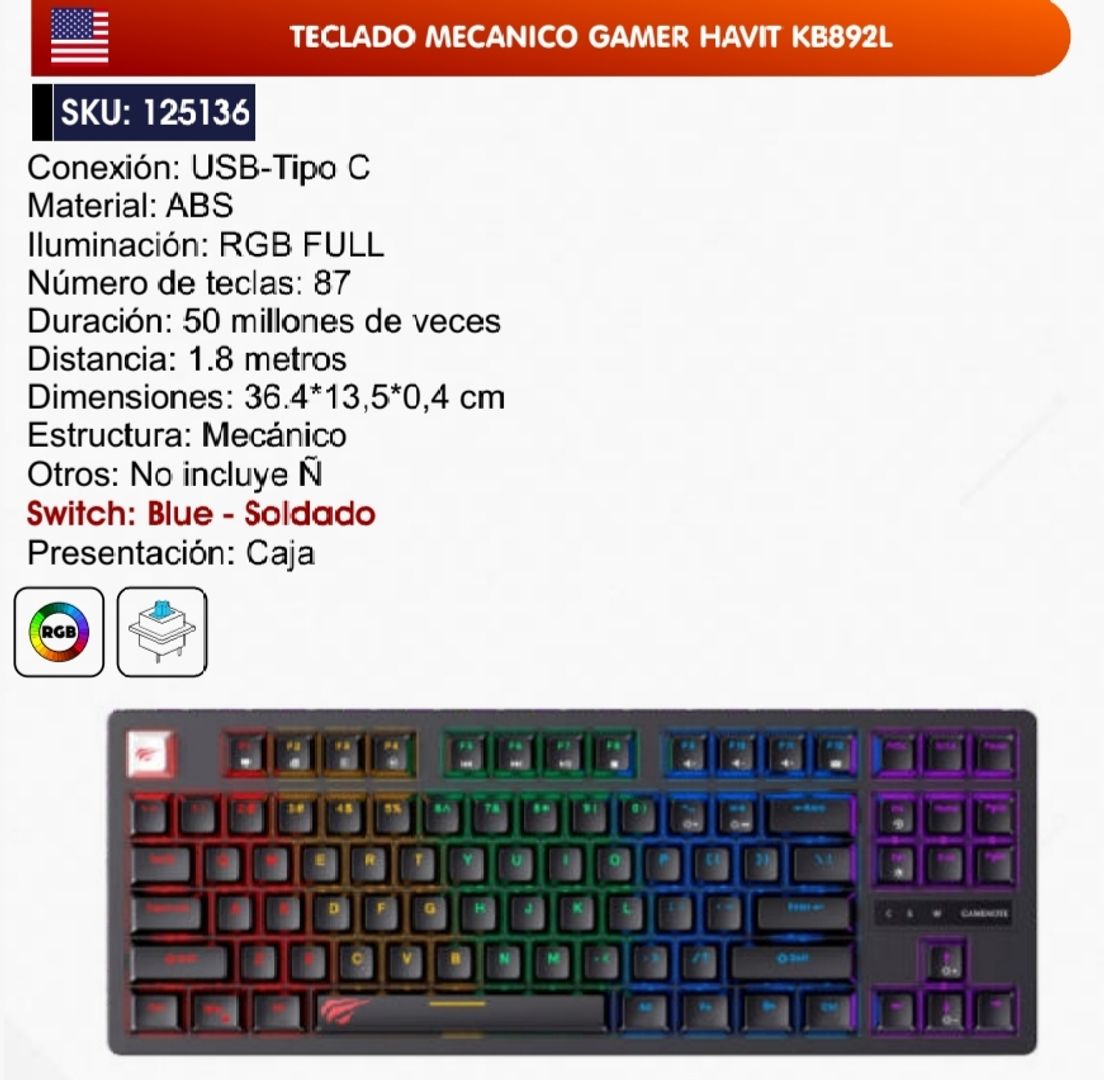 TECLADO MECÁNICO GAMER HAVIT 