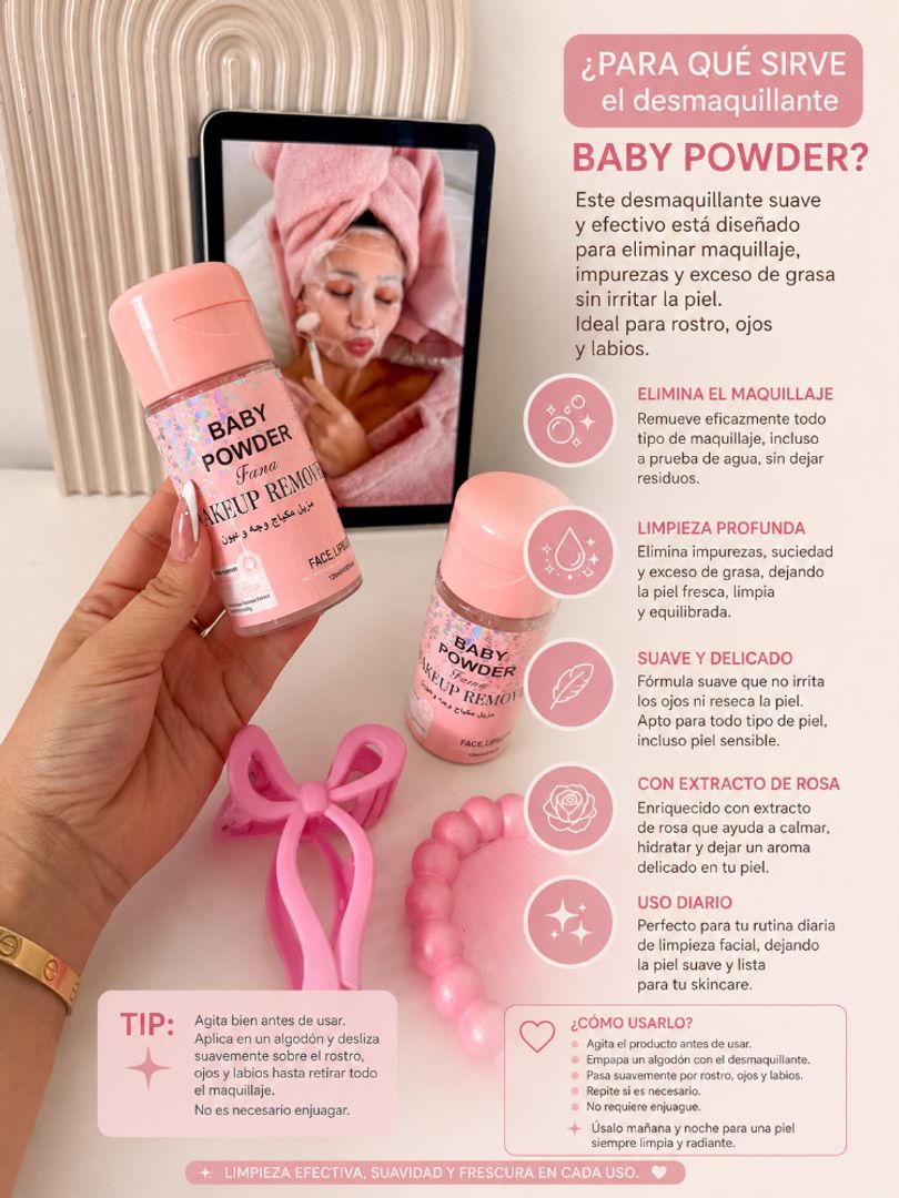 ÁGUA MICELAR DESMAQUILLANTE BABY POWDER 
