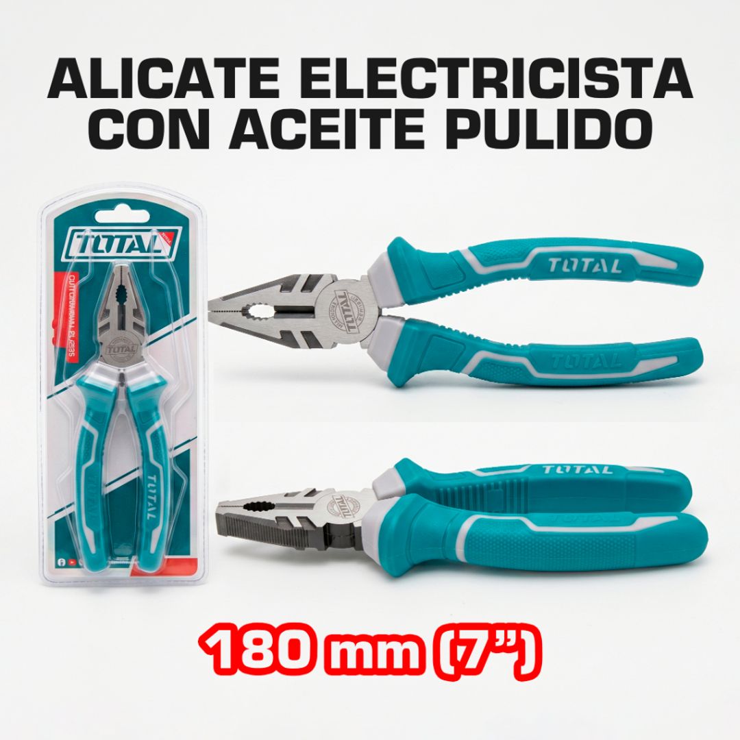 ALICATE ELECTRICISTA DE 7" /180MM CON ACEITE PULIDO