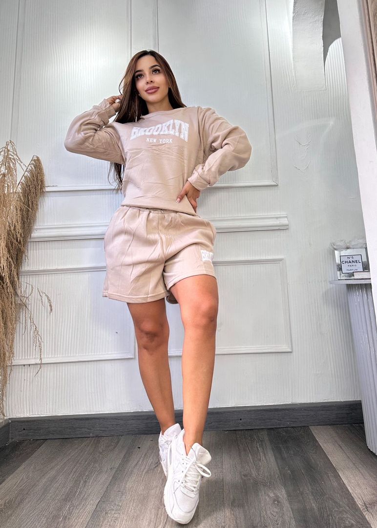 Conjunto short algodón perchado