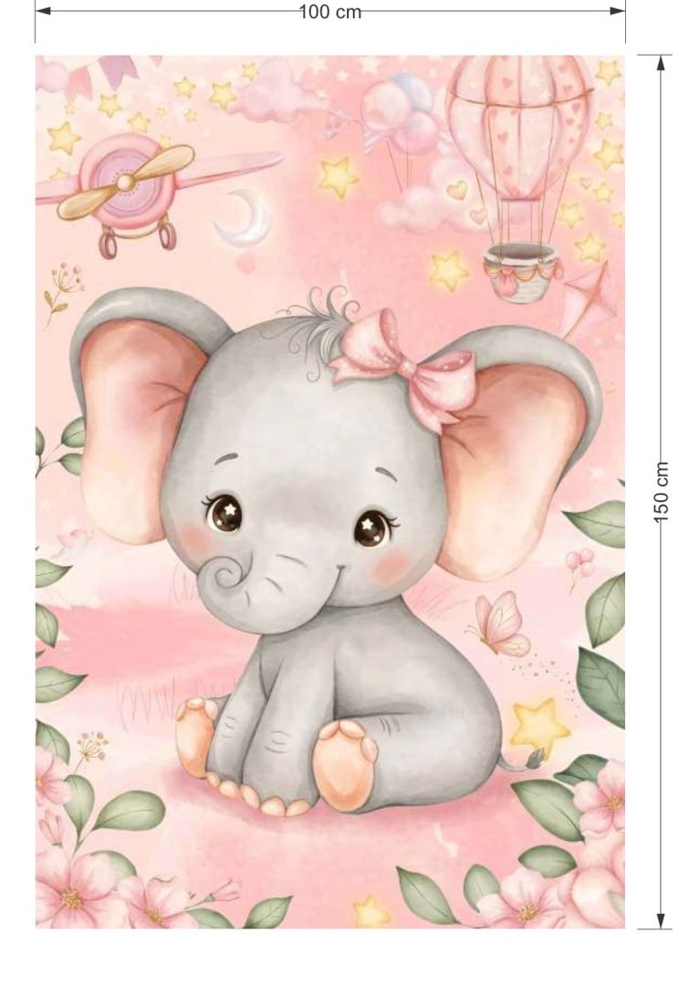FONDO EN TELA 1 x 1.50 ELEFANTE BABY SHOWER
