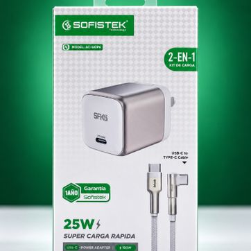 Imagen del producto KIT DE CARGA RÁPIDA SOFISTEK 25W – USB-C + CABLE TIPO C