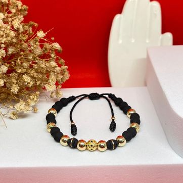 Pulsera bola de fuego 6mm y balin liso e italy 6mm - imagen 1