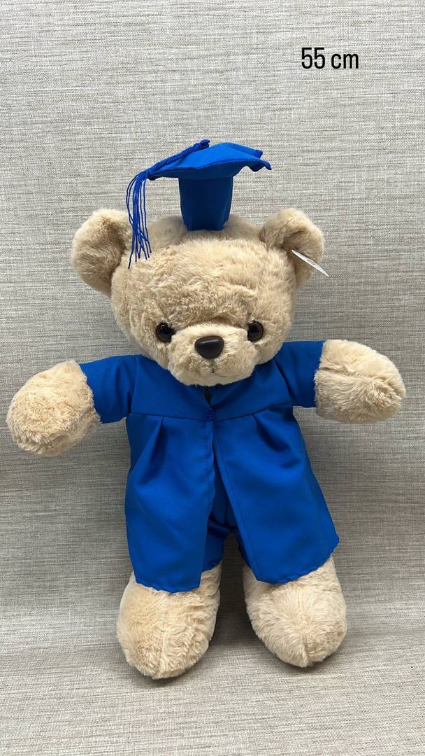 OSO BEIGE DE GRADO COLOR AZUL 55 CM