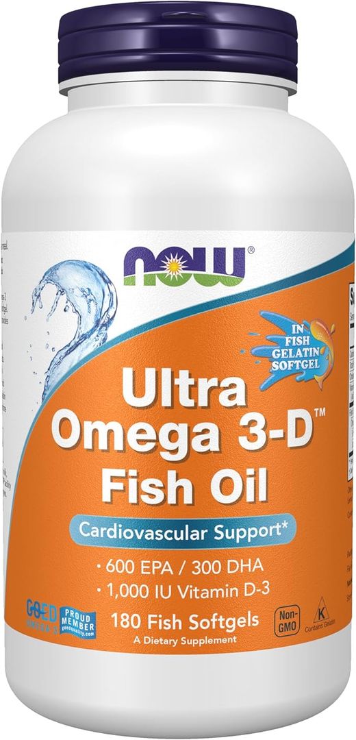Ultra Omega 3 D Aceite de Pescado 180CAP Omega3 MAS  Vitamina D3 NOW