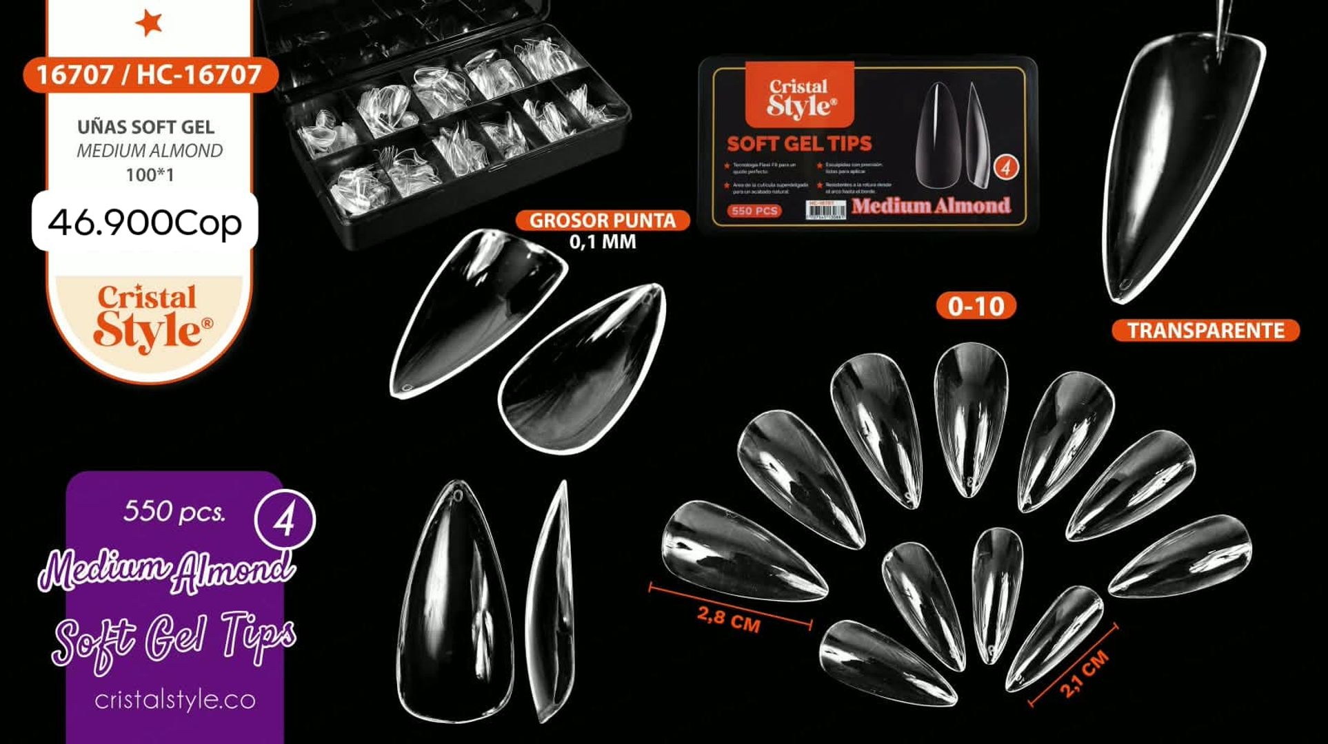 Uñas Press On Almond × 550pcs