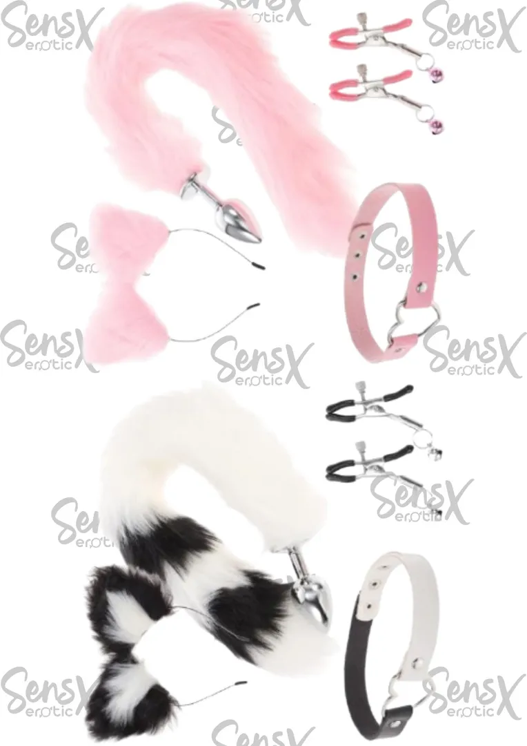 Abaodam Juego de 2 juegos de disfraz de animal de zorro, diadema de orejas de zorro con cola peluda