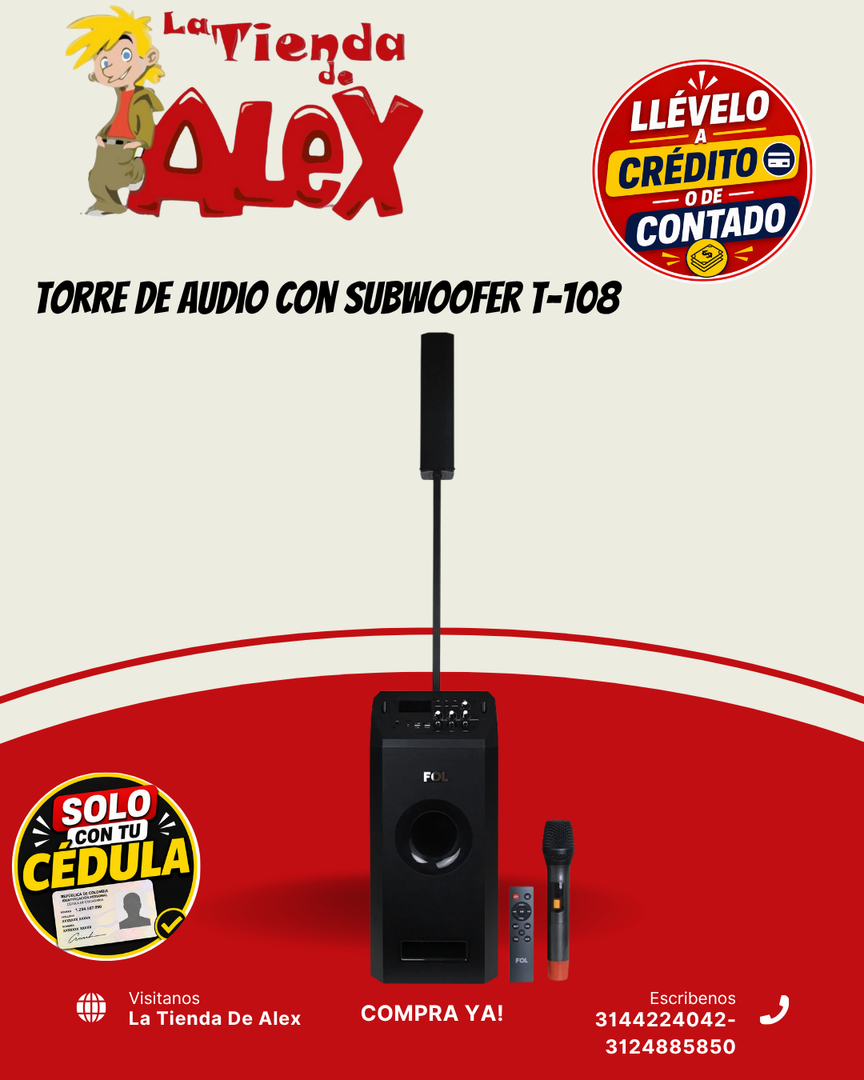 Torre de Audio con Subwoofer T-108