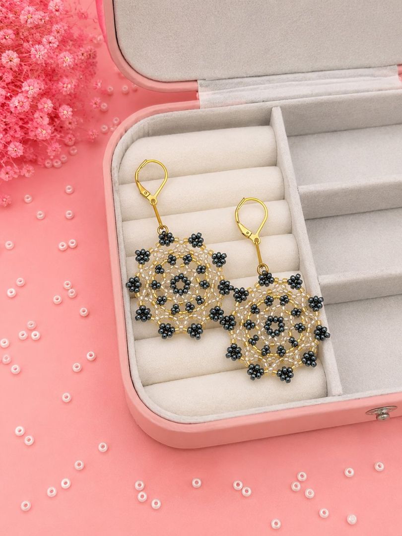 Aretes Flores Largos tejidos a mano 