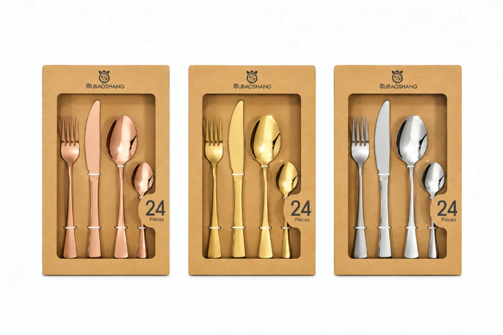SET DE CUBIERTOS UBAOSHANG X24 PIEZAS ACERO INOXIDABLE