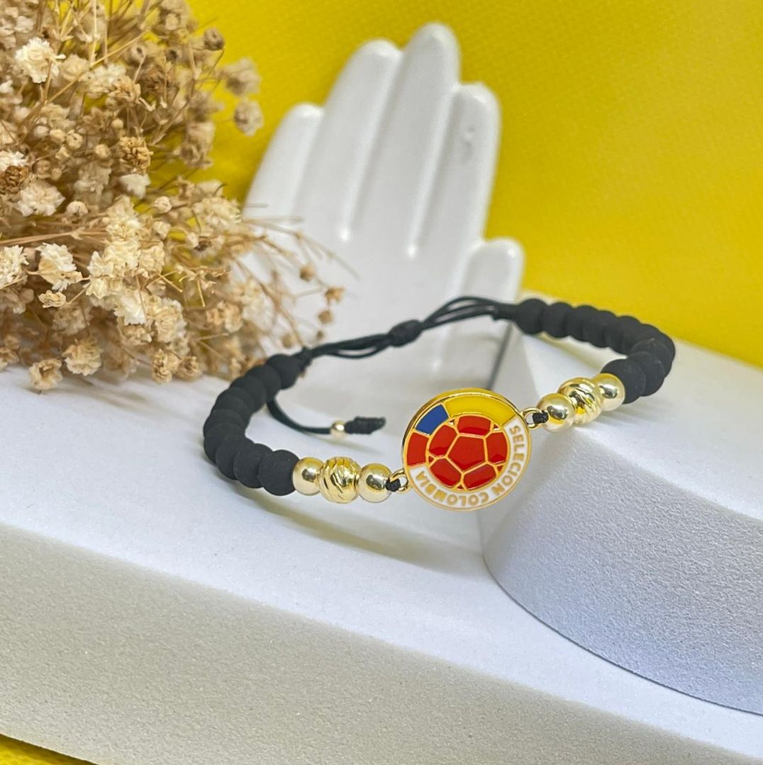 Pulsera placa seleccion colombia colors balin 5mm liso y balin 6mm italy
