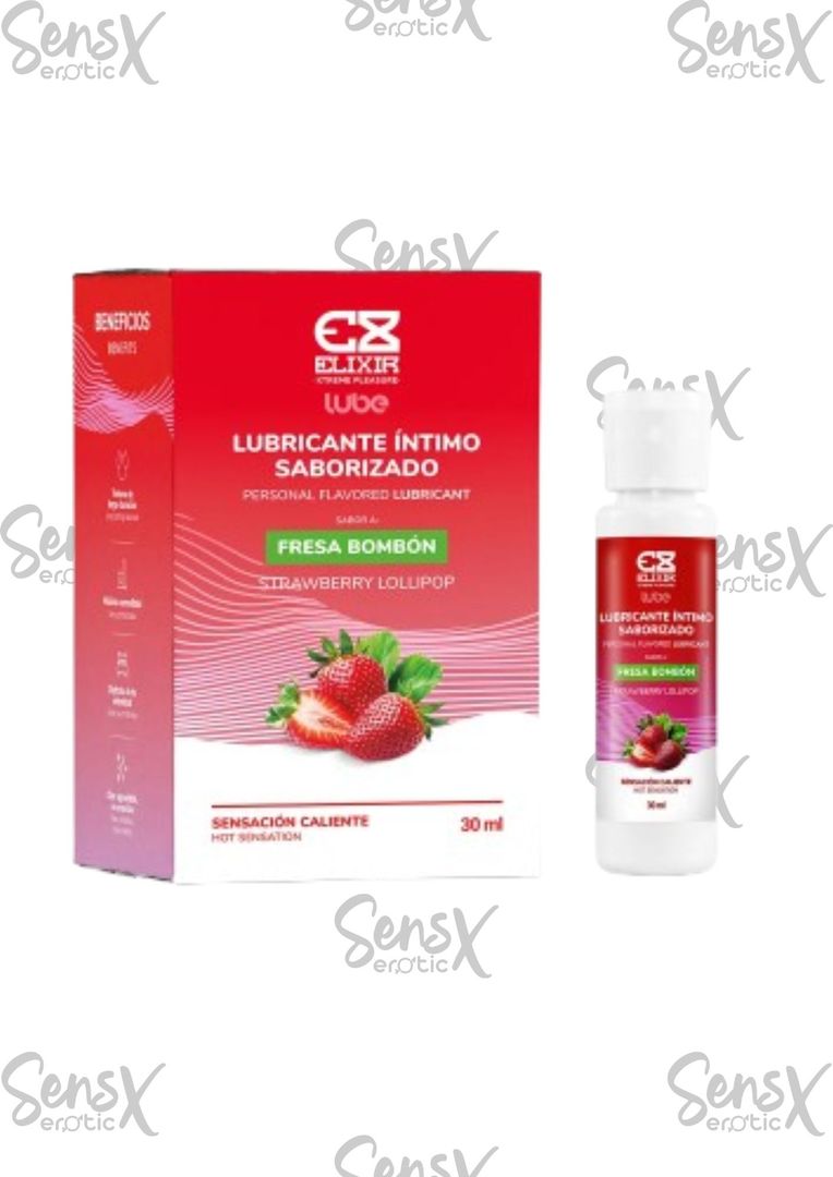 Lubricante Íntimo Caliente-Frío Sabor Fresa Bombón 30ml – Elixir