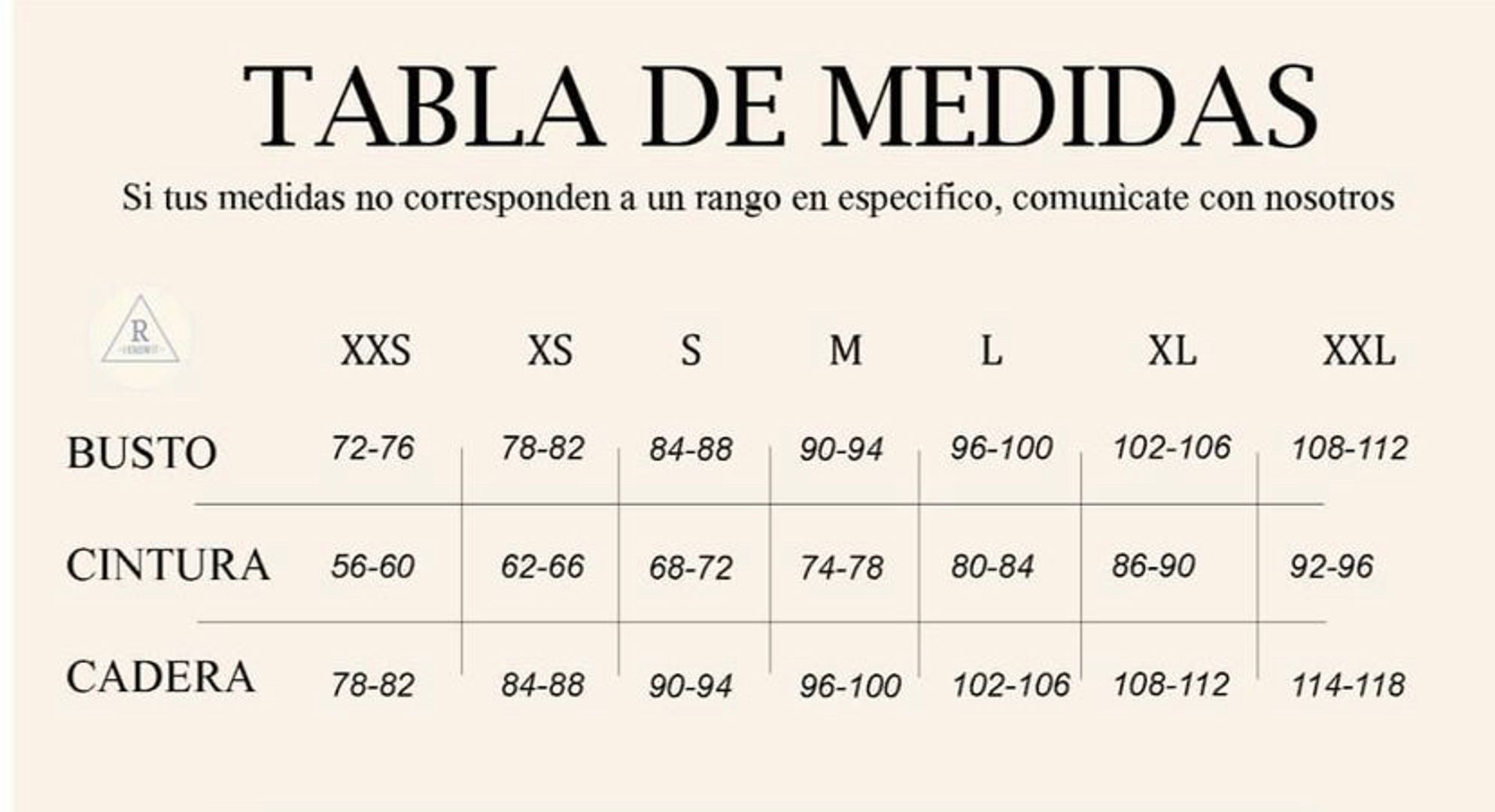 TABLA DE MEDIDAS 
