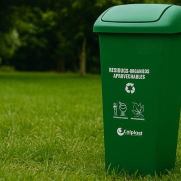 Imagen del producto PAPELERA 36 LTS TAPA PLANA VERDE-CLP