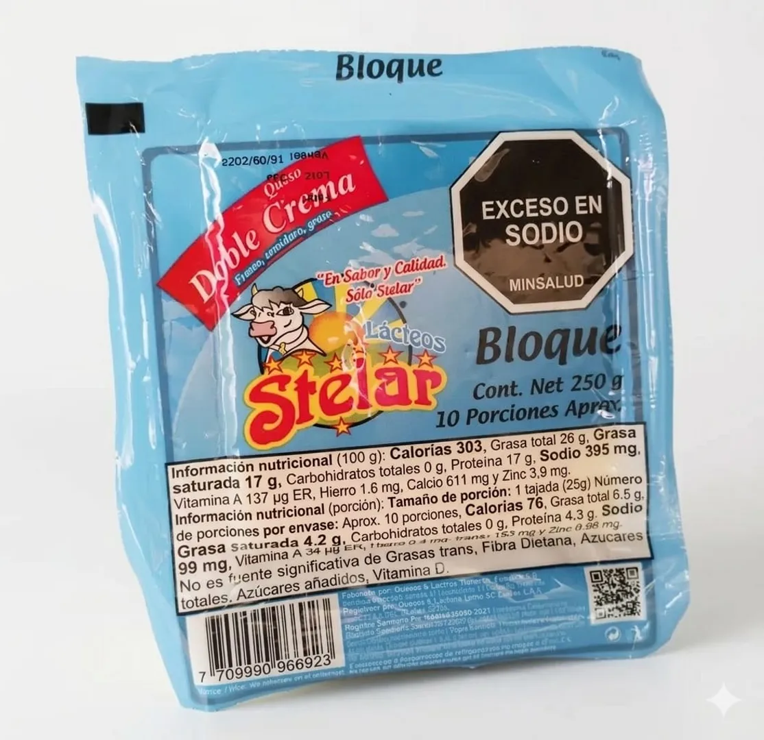 QUESO DOBLE CREMA BLOQUE STELAR*500G